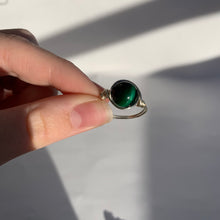 Load image into Gallery viewer, Green Tigers Eye Wire Wrapped Ring
