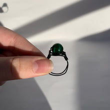 Load image into Gallery viewer, Green Tigers Eye Wire Wrapped Ring
